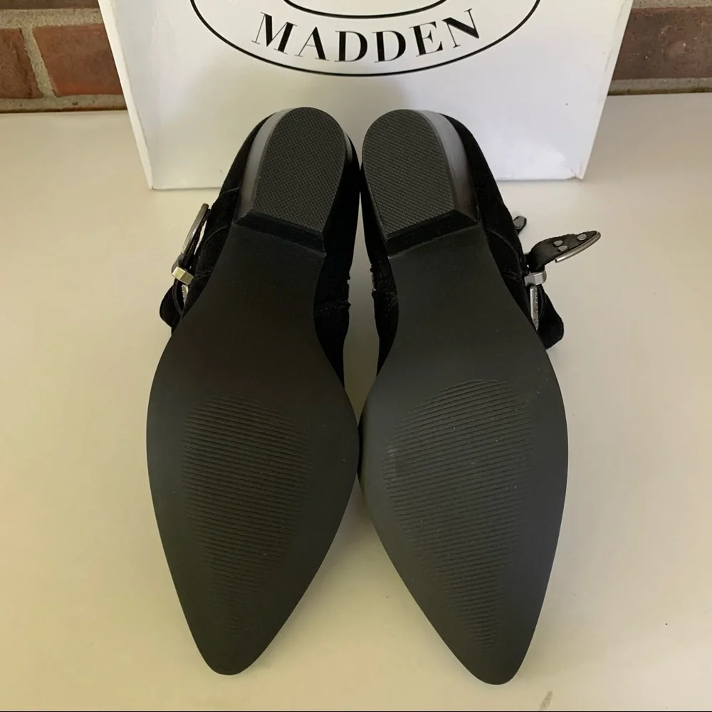 Steve Madden Cuff Black Suede Western Ankle Boots Buckle US 9.5 M - Picture 5 of 8